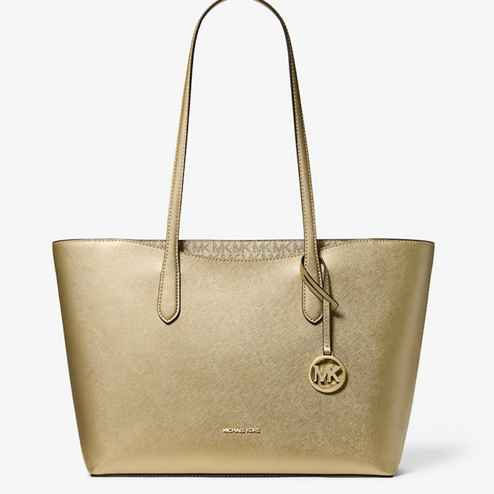 MICHAEL KORS Arden Large Metallic Top-Zip Shoulder Tote Bag
Pale Gold
NWT - Picture 3 of 16